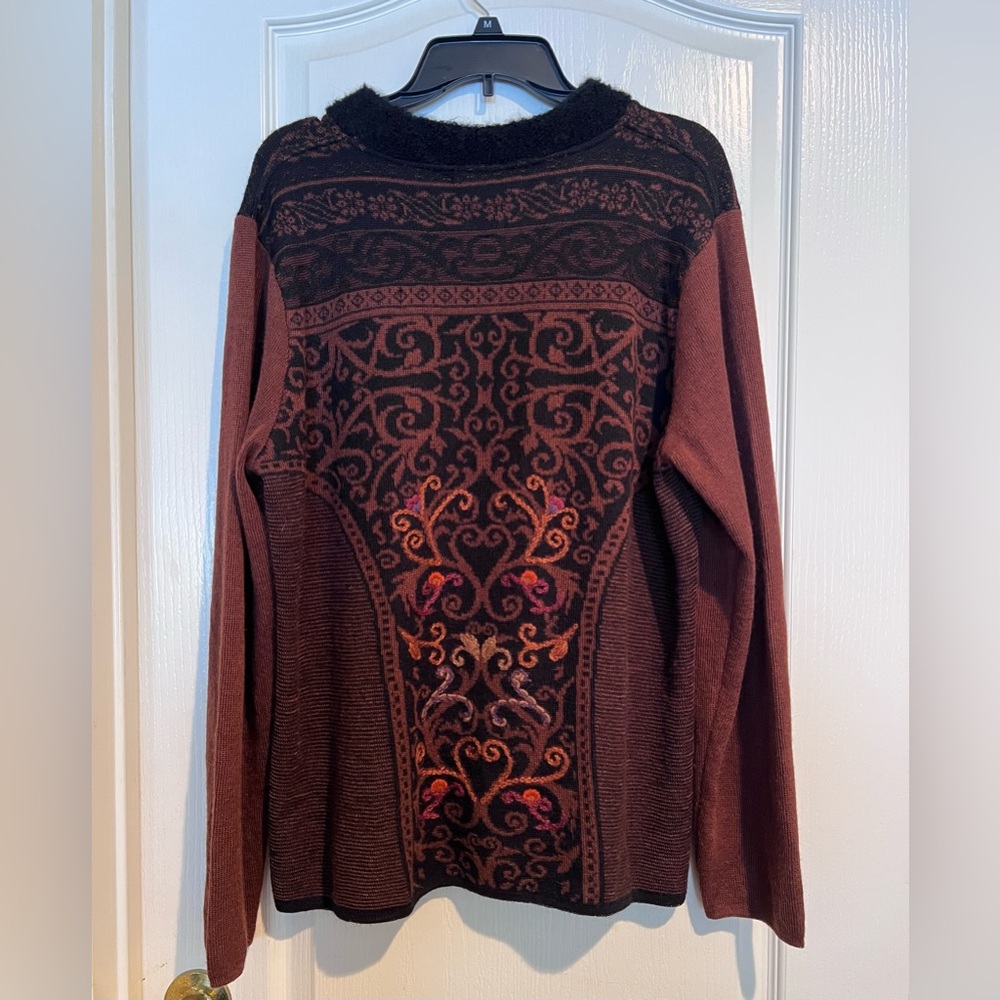 NorthStyle Cardigan Alpaca Blend Brown and Black Zip-Up XL Made in Peru - Picture 2 of 4